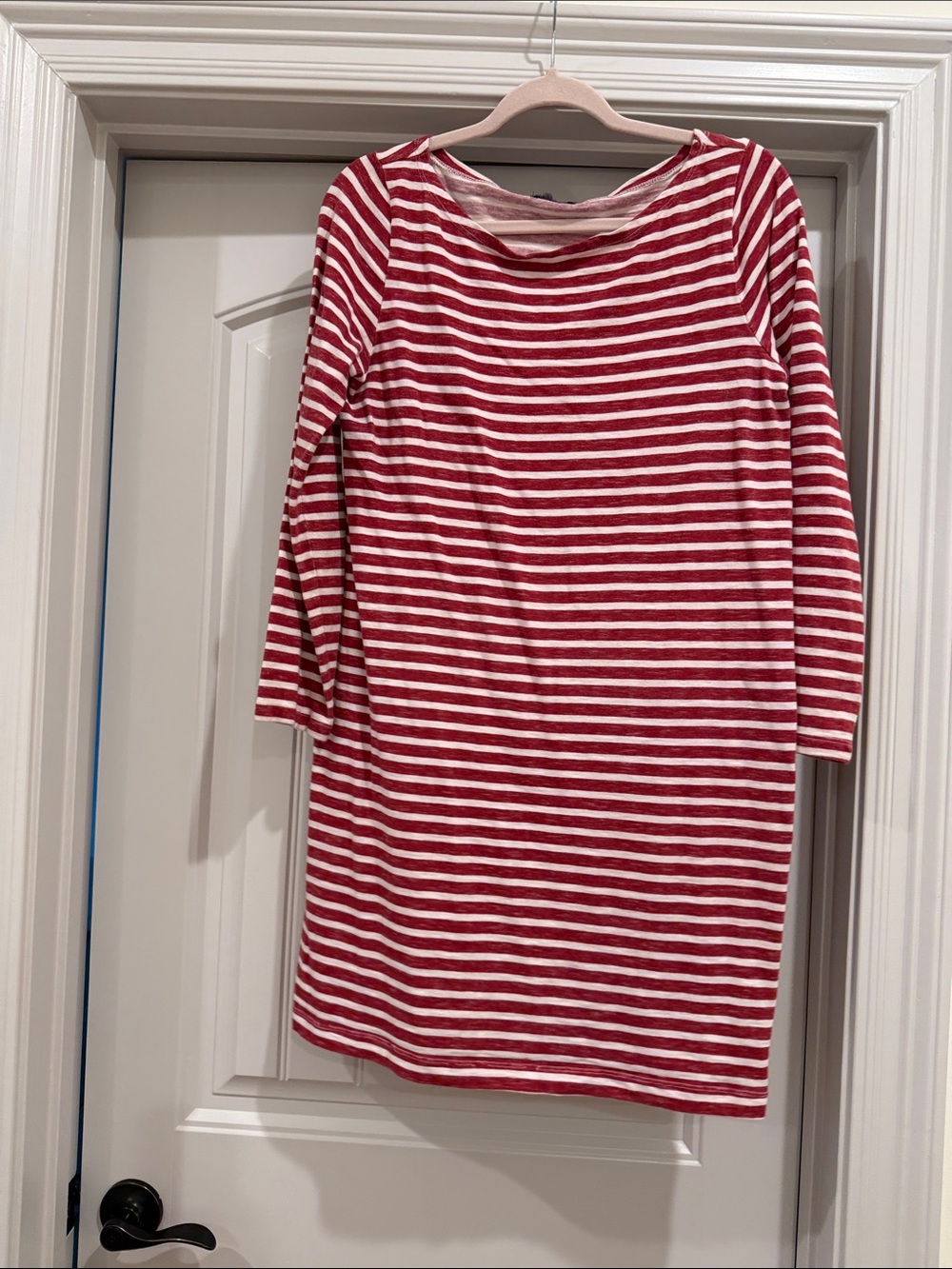 GAP Red & White Striped Long Sleeve Shift Dress
